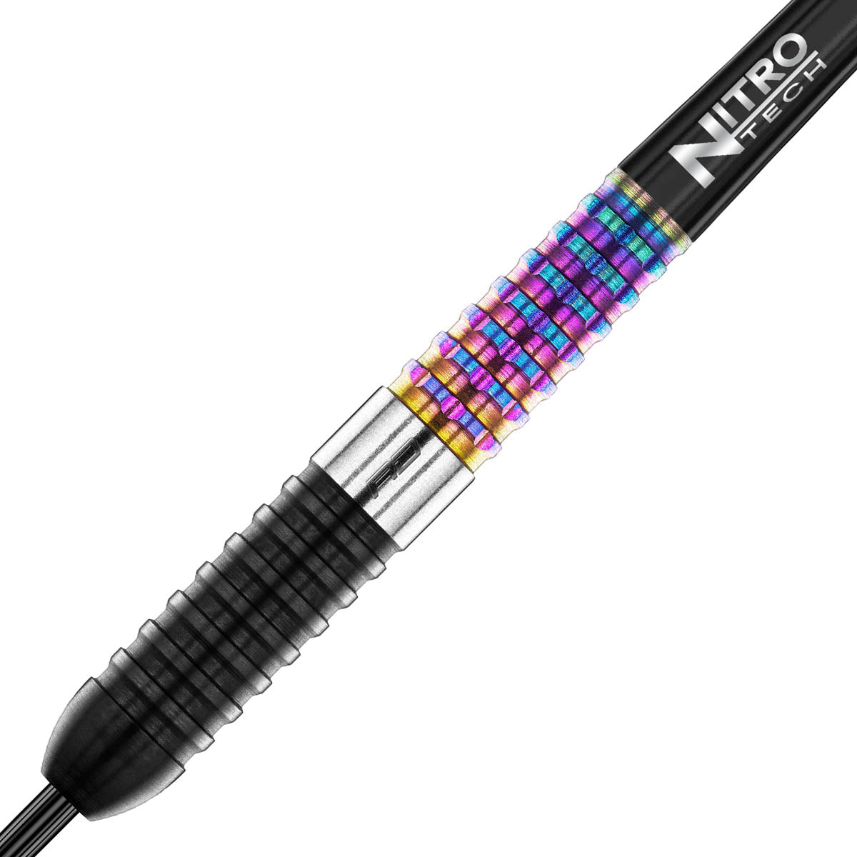 Peter Wright Corra Steel Tip Darts zoomed image highlighting the barrel grip, machining, coating, and surface detail