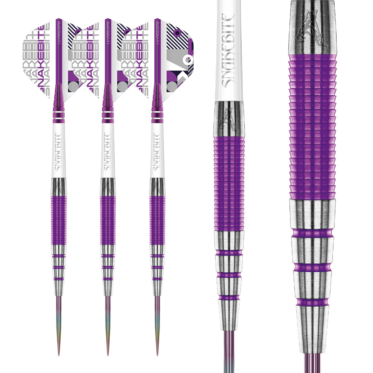 Multiple angle view of the Peter Wright PL15 Medusa dart barrel profile and design