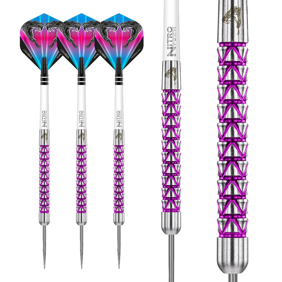 Multiple angle view of the Peter Wright Vyper dart barrel profile and design