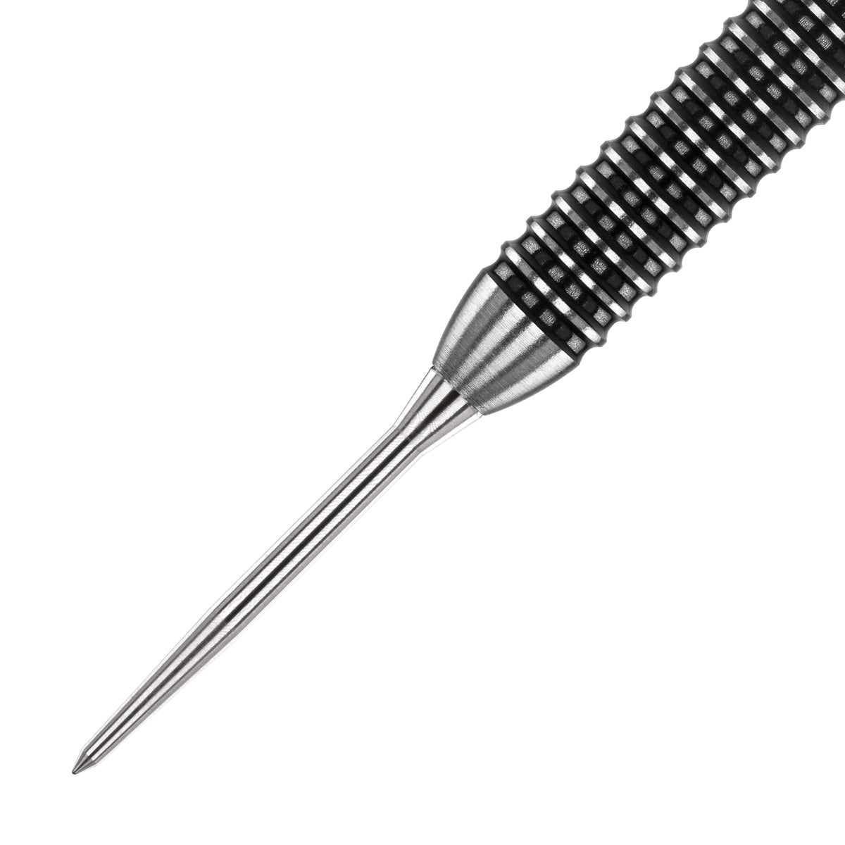 Red Dragon Raptor Plain Dart Point Silver close up image highlighting the point texture and machining