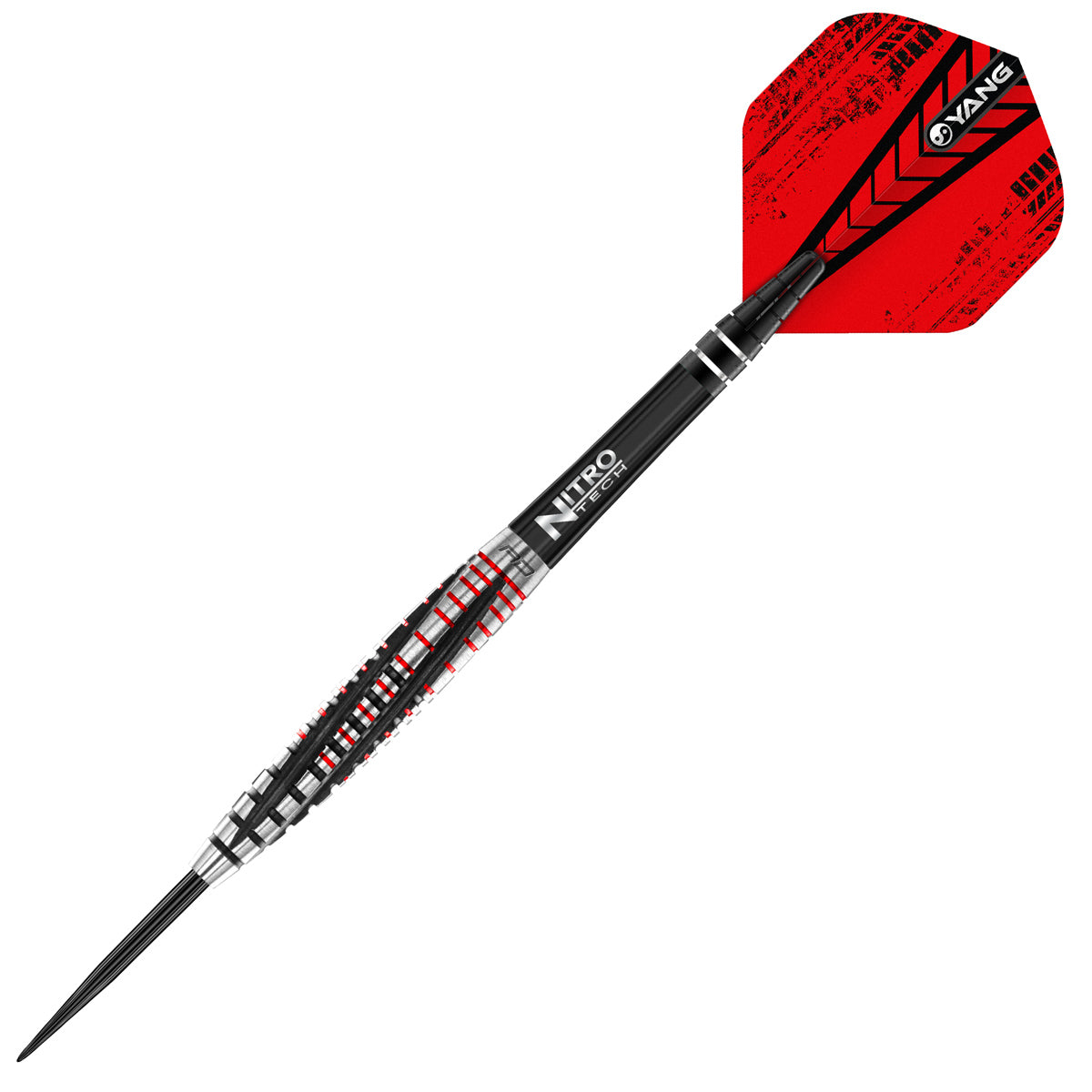 Rifle Steel Tip Darts close up image highlighting the barrel grip texture, coating, machining, and design details