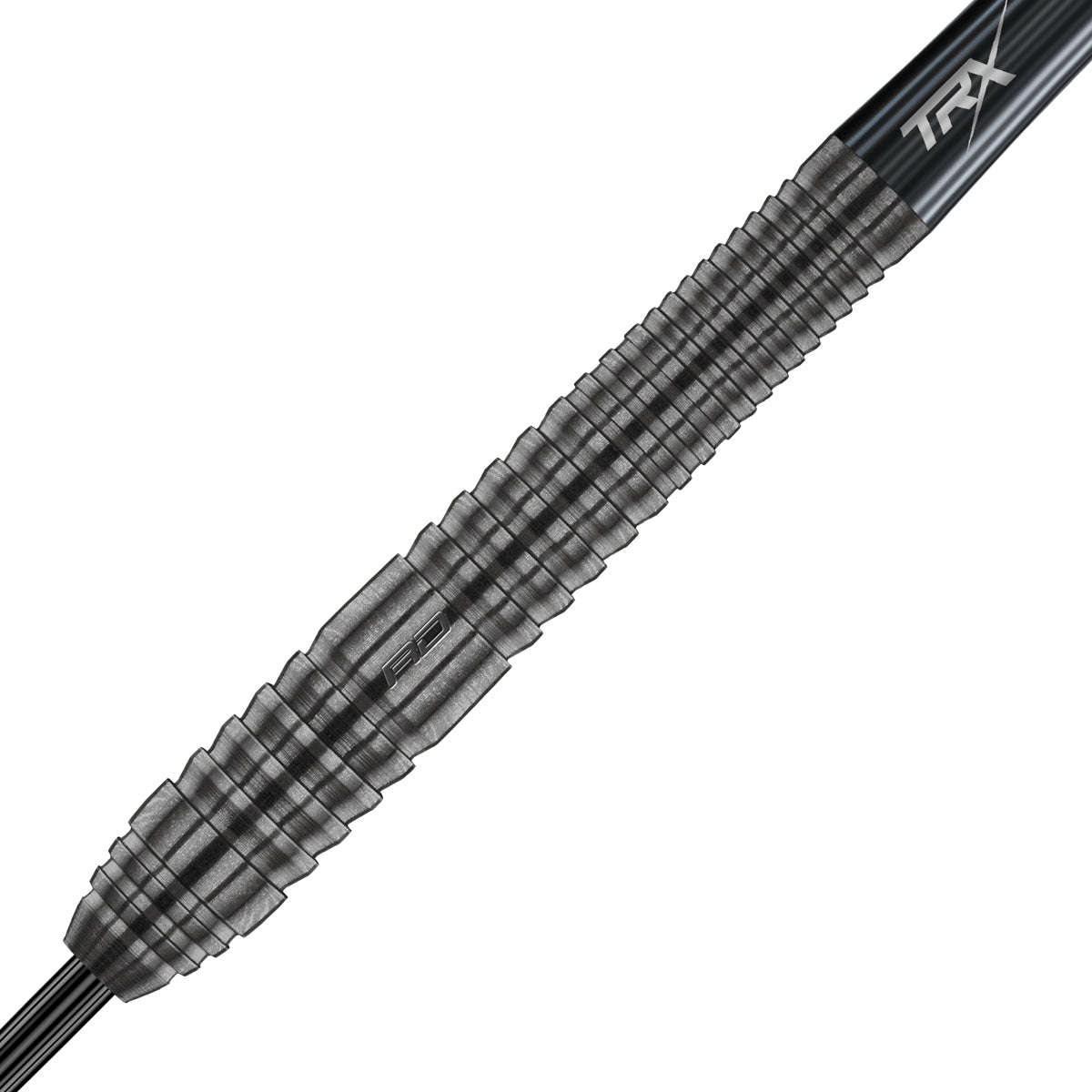 Seren 2 Onyx Steel Tip Darts zoomed image highlighting the barrel grip, machining, coating, and surface detail