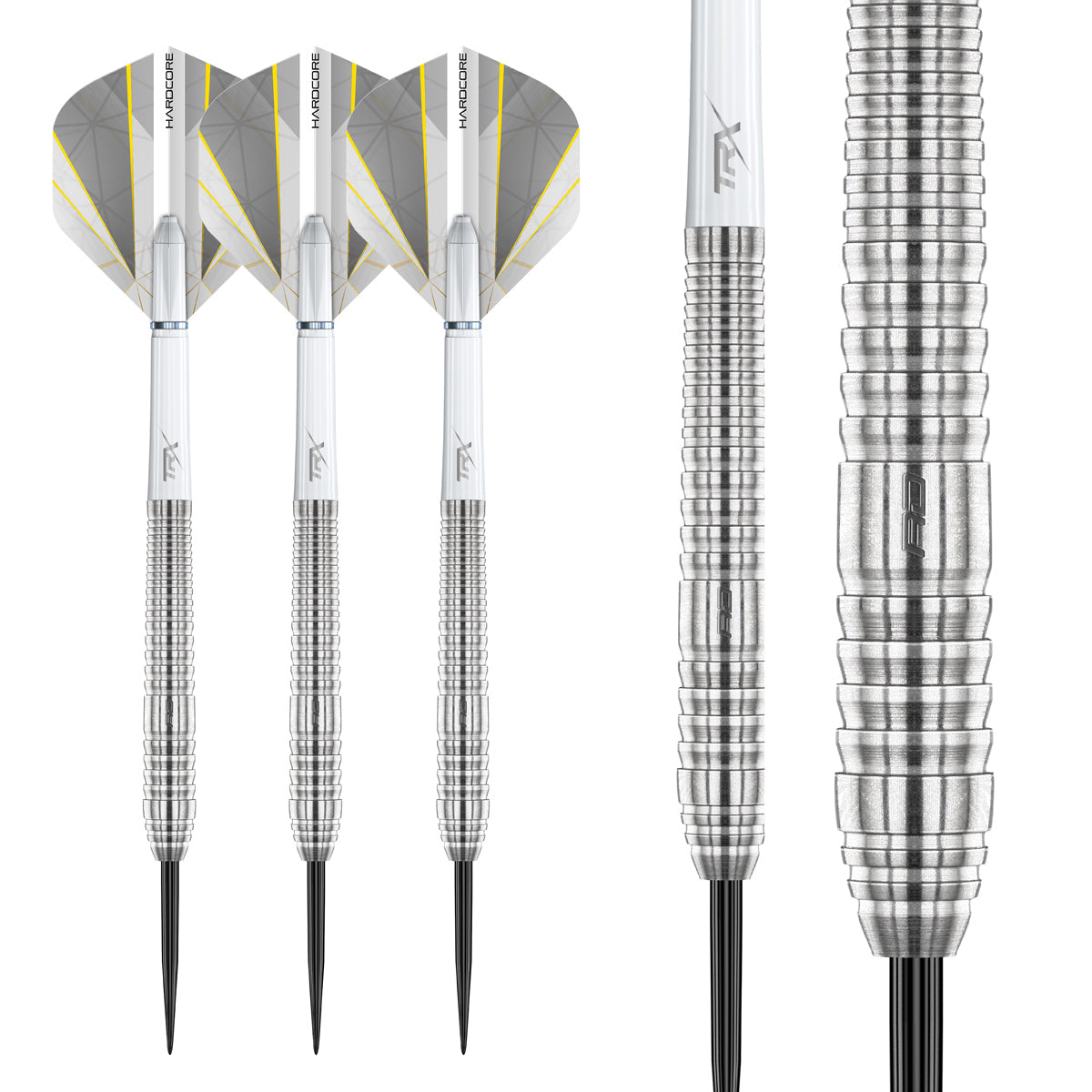 Seren 2 Pure Steel Tip Darts complete dart overview image showing the full barrel profile and design from multiple angles