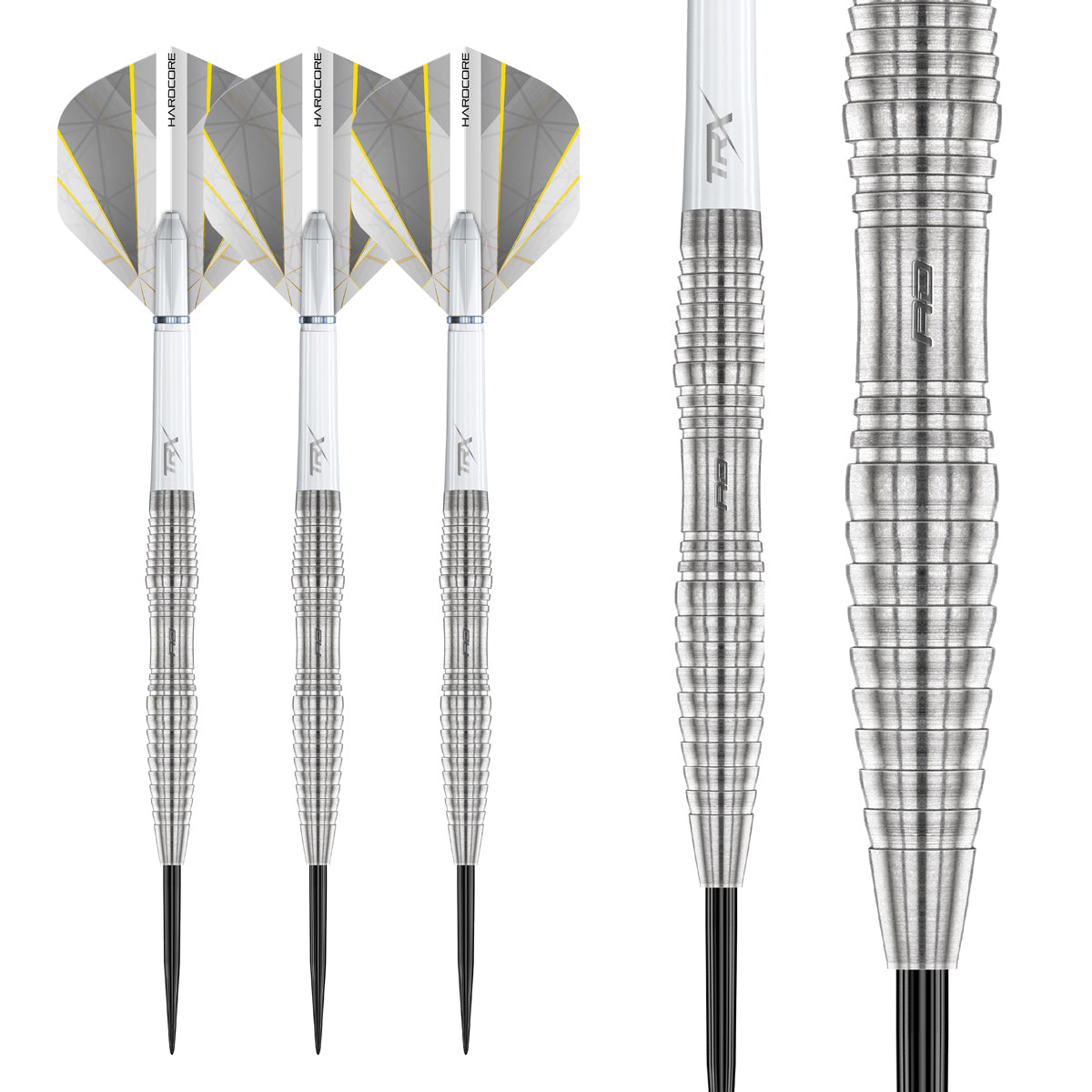 Seren 3 Pure Steel Tip Darts complete dart overview image showing the full barrel profile and design from multiple angles