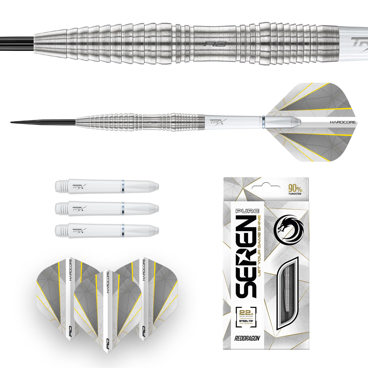Seren 3 Pure Steel Tip Darts image displaying everything included inside the box