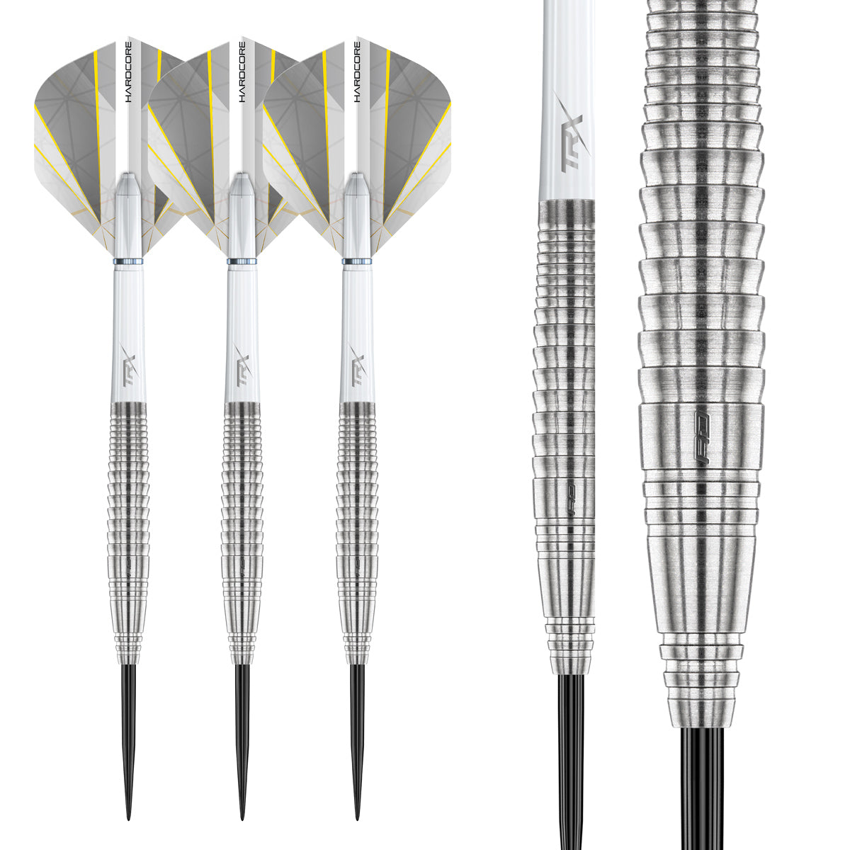 Seren 4 Pure Steel Tip Darts complete dart overview image showing the full barrel profile and design from multiple angles