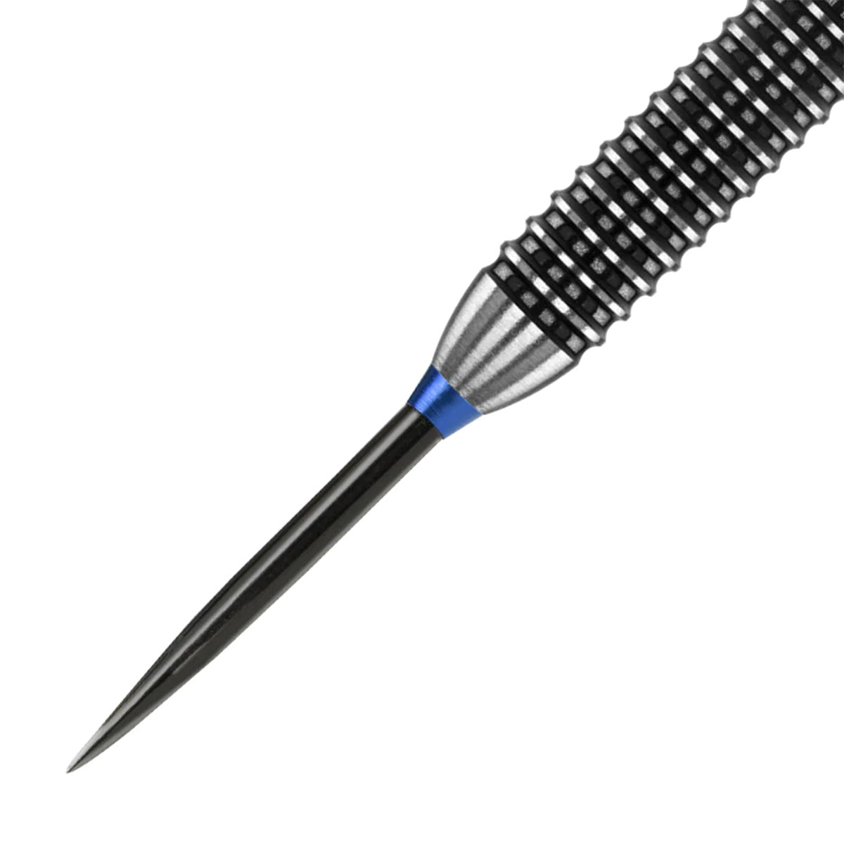 Red Dragon Specialist Black Dart Points with Trident Blue close up image highlighting the point texture and machining