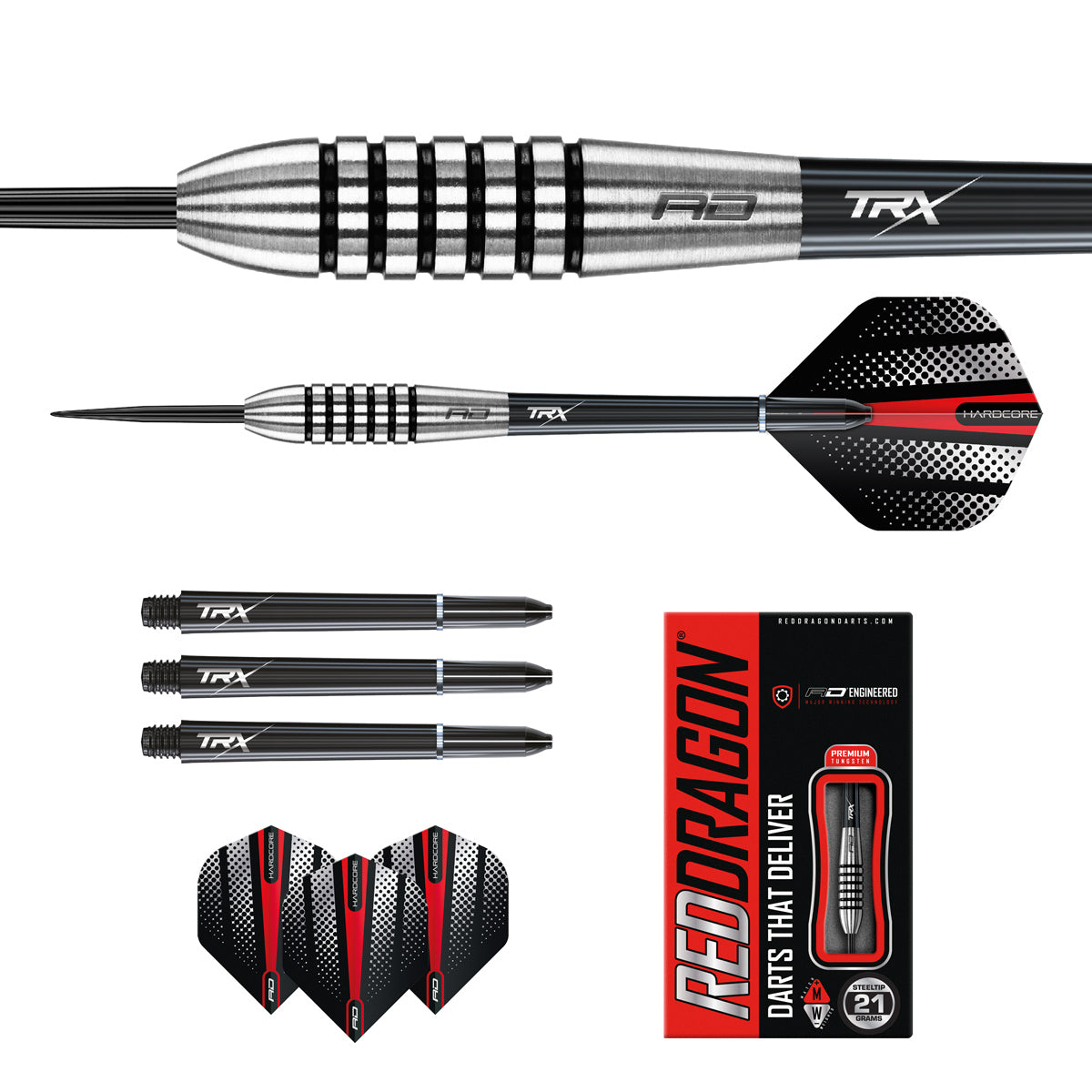 Contents of the Swingfire 2 darts box including flights, shafts and accessories