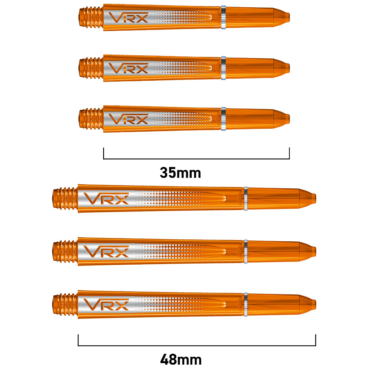 VRX Polycarbonate Dart Stems Orange main product image showing the stems, packaging, and included contents