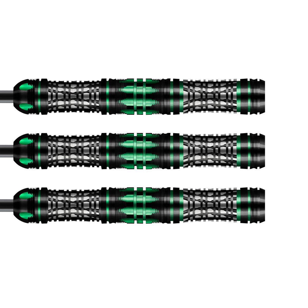 AI Cyberpunk Steel Tip Darts close up image showing detailed grip patterns, machining, coating, and precision craftsmanship