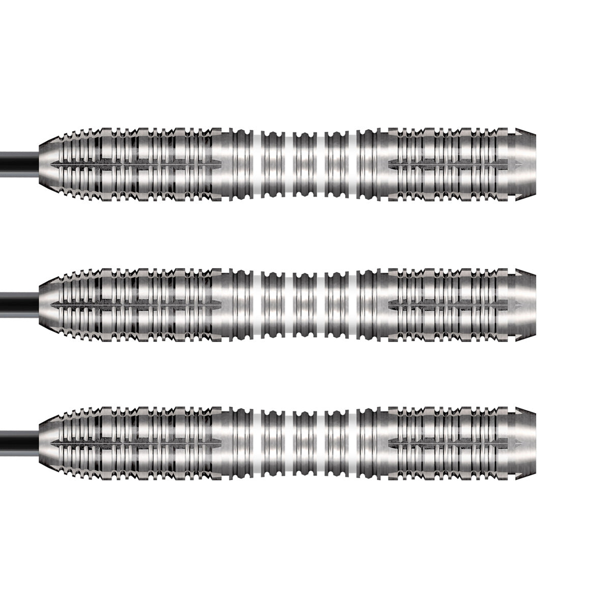 AI Scorpula Steel Tip Darts close up image showing detailed grip patterns, machining, coating, and precision craftsmanship
