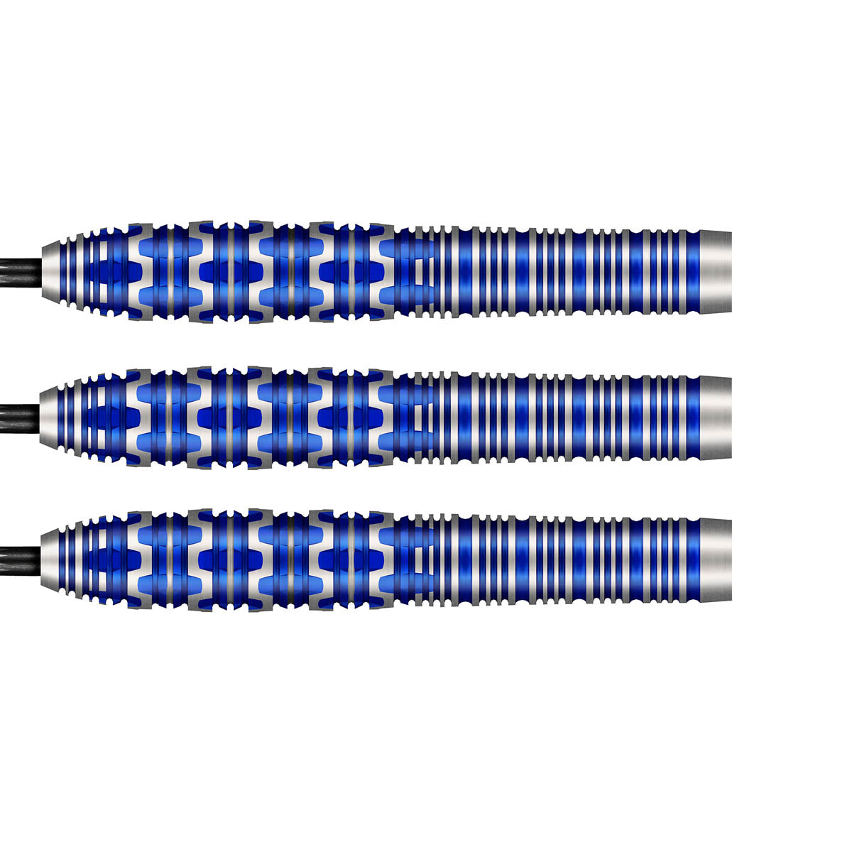 Badlands Tova Steel Tip Darts close up image showing detailed grip patterns, machining, coating, and precision craftsmanship