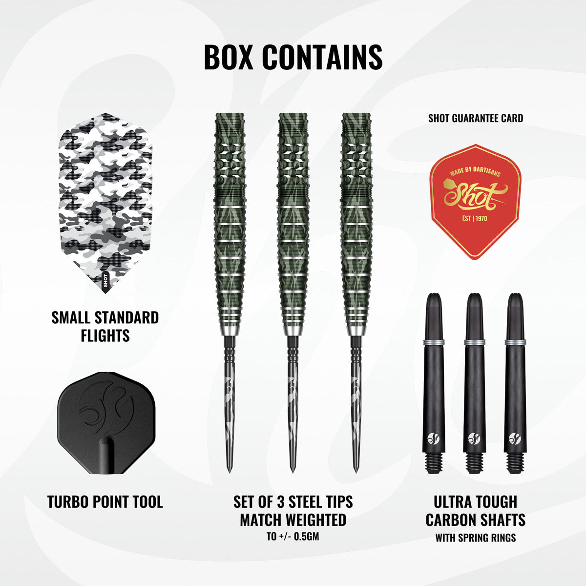 Shot Camo Ghillie Turbo Point 90% Tungsten Steel Tip Darts
