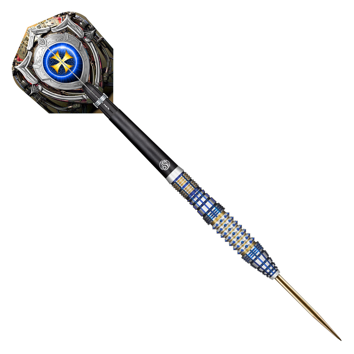 Future Knights Darkstar Steel Tip Darts angled product image displaying the barrel profile, grip layout, and design features