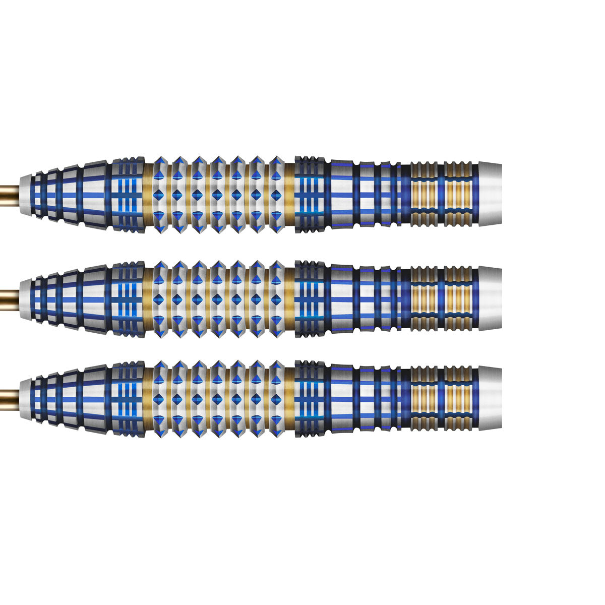 Future Knights Darkstar Steel Tip Darts close up image showing detailed grip patterns, machining, coating, and precision craftsmanship