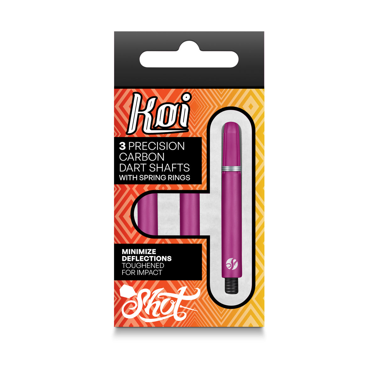 Shot Koi Carbon Dart Stems Shafts packaging image showing the retail pack design and included contents