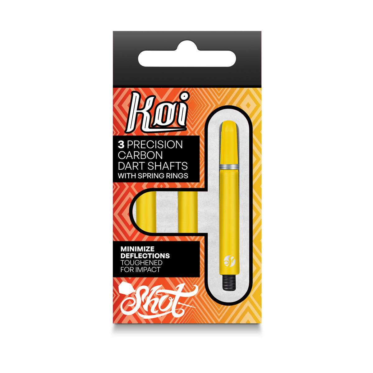 Shot Koi Carbon Dart Stems Shafts packaging image showing the retail pack design and included contents