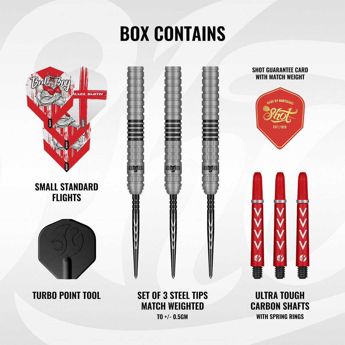 Shot Michael Smith Series II Turbo Point 90% Tungsten Steel Tip Darts