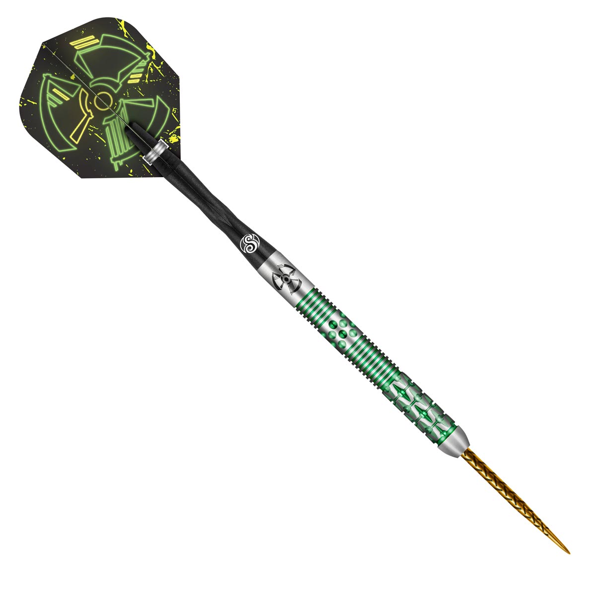 Stowe Buntz 2.0 Steel Tip Darts angled product image displaying the barrel profile, grip layout, and design features