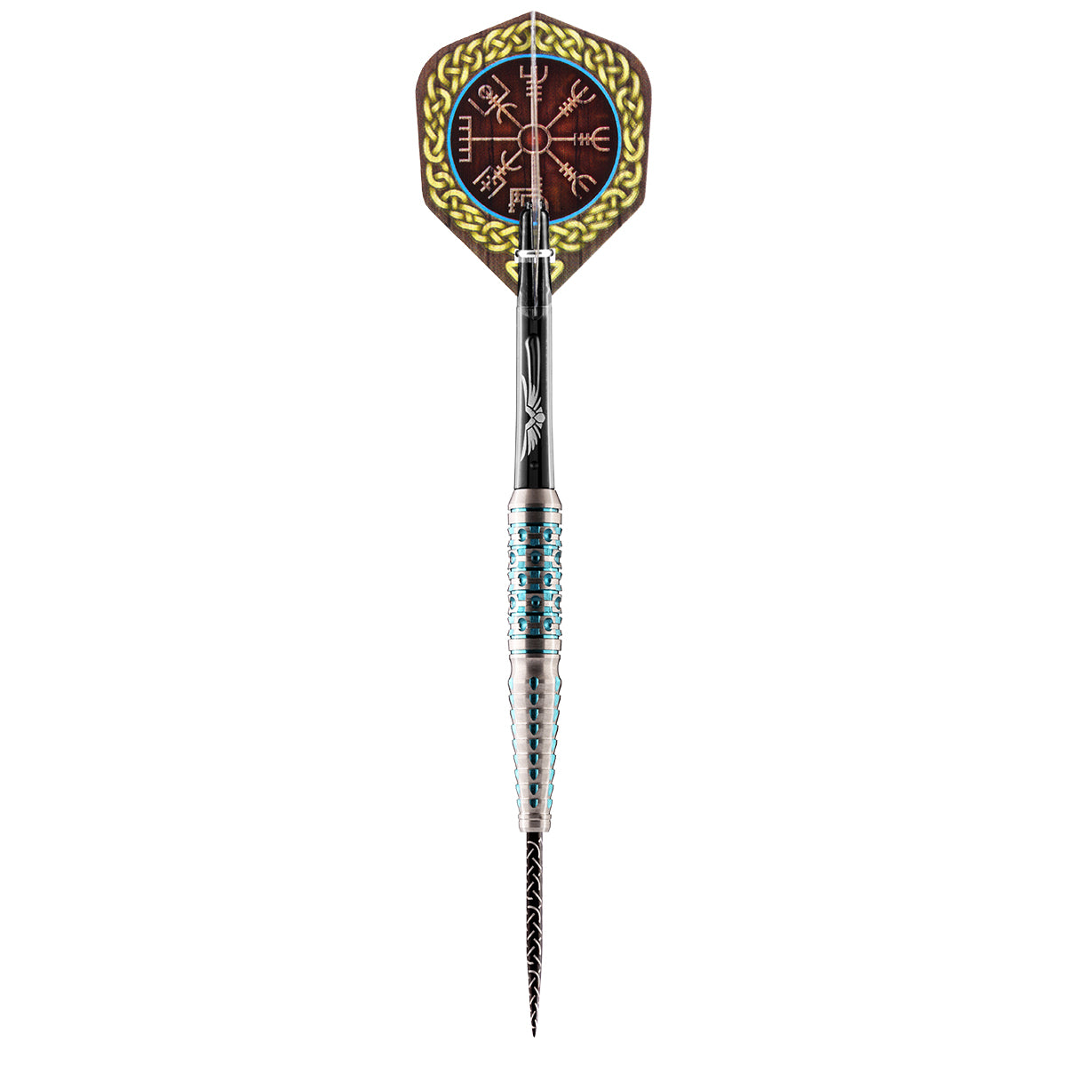 Viking Drakkar Steel Tip Darts dynamic product image highlighting the full dart setup and barrel design