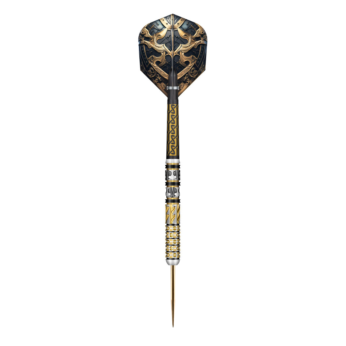 Viking Odin Steel Tip Darts dynamic product image highlighting the full dart setup and barrel design