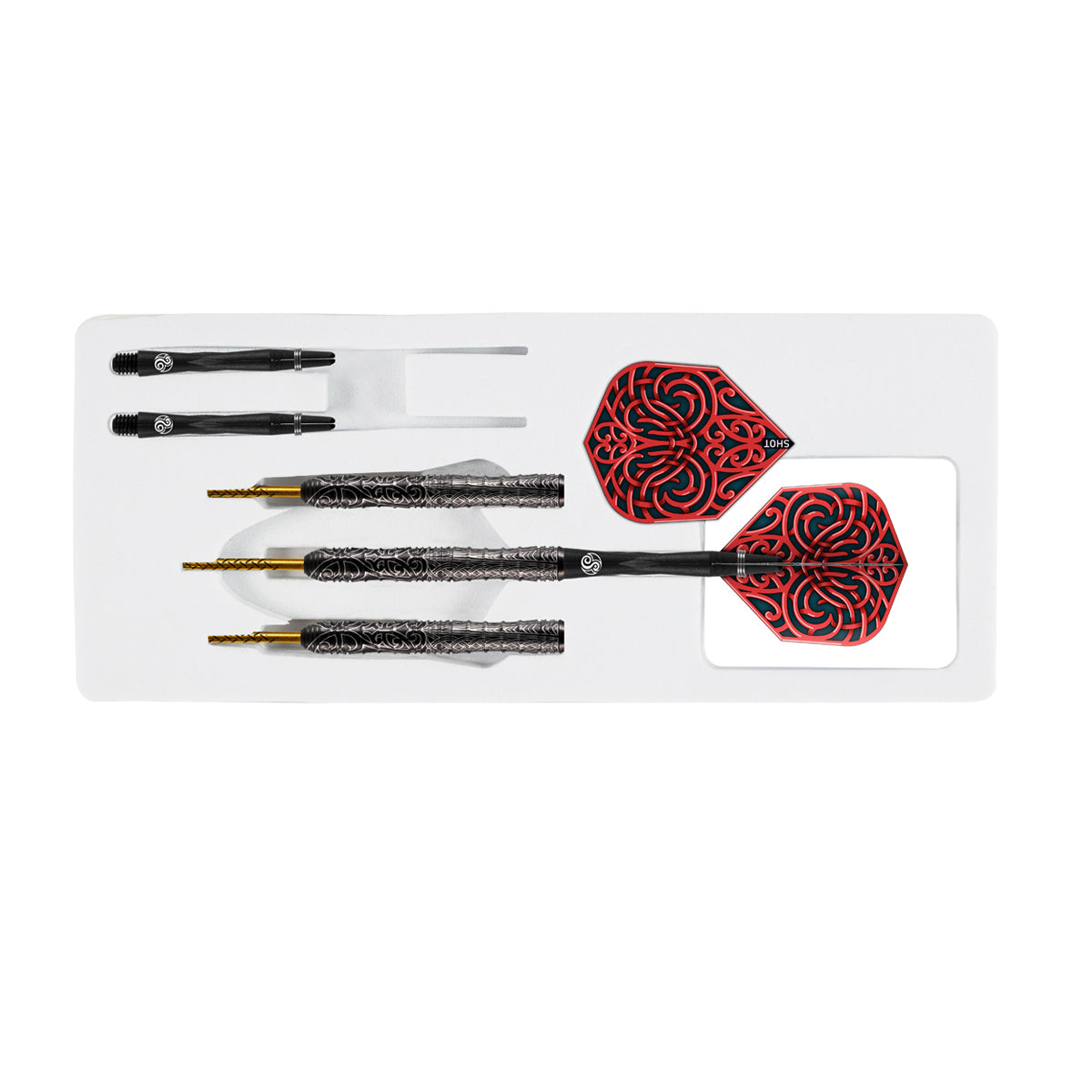 Warrior Kapene Steel Tip Darts contents image displaying everything included inside the package