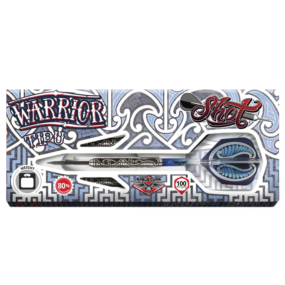 Warrior Tipu Steel Tip Darts packaging exterior image showing the outer box artwork, branding, and presentation design