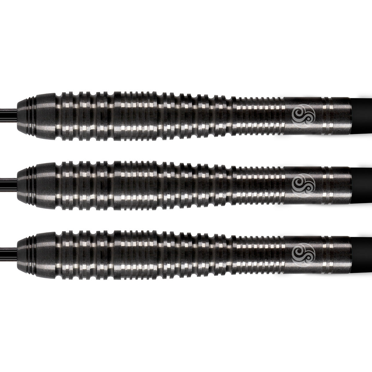 Zen Roshi Steel Tip Darts close up image showing detailed grip patterns, machining, coating, and precision craftsmanship
