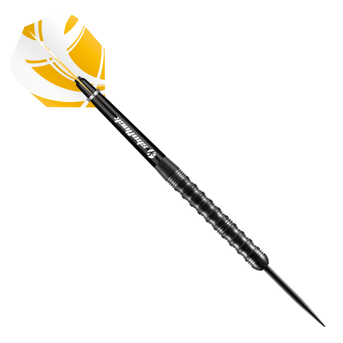 Zen Tanto Steel Tip Darts angled product image displaying the barrel profile, grip layout, and design features