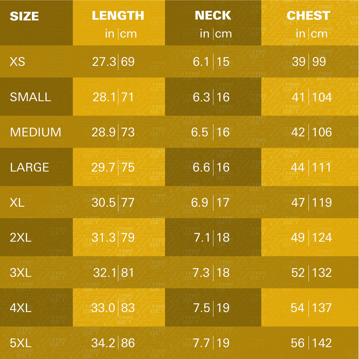 Target Adrian Lewis Playing Shirt sizing guide image showing available measurements and fit information
