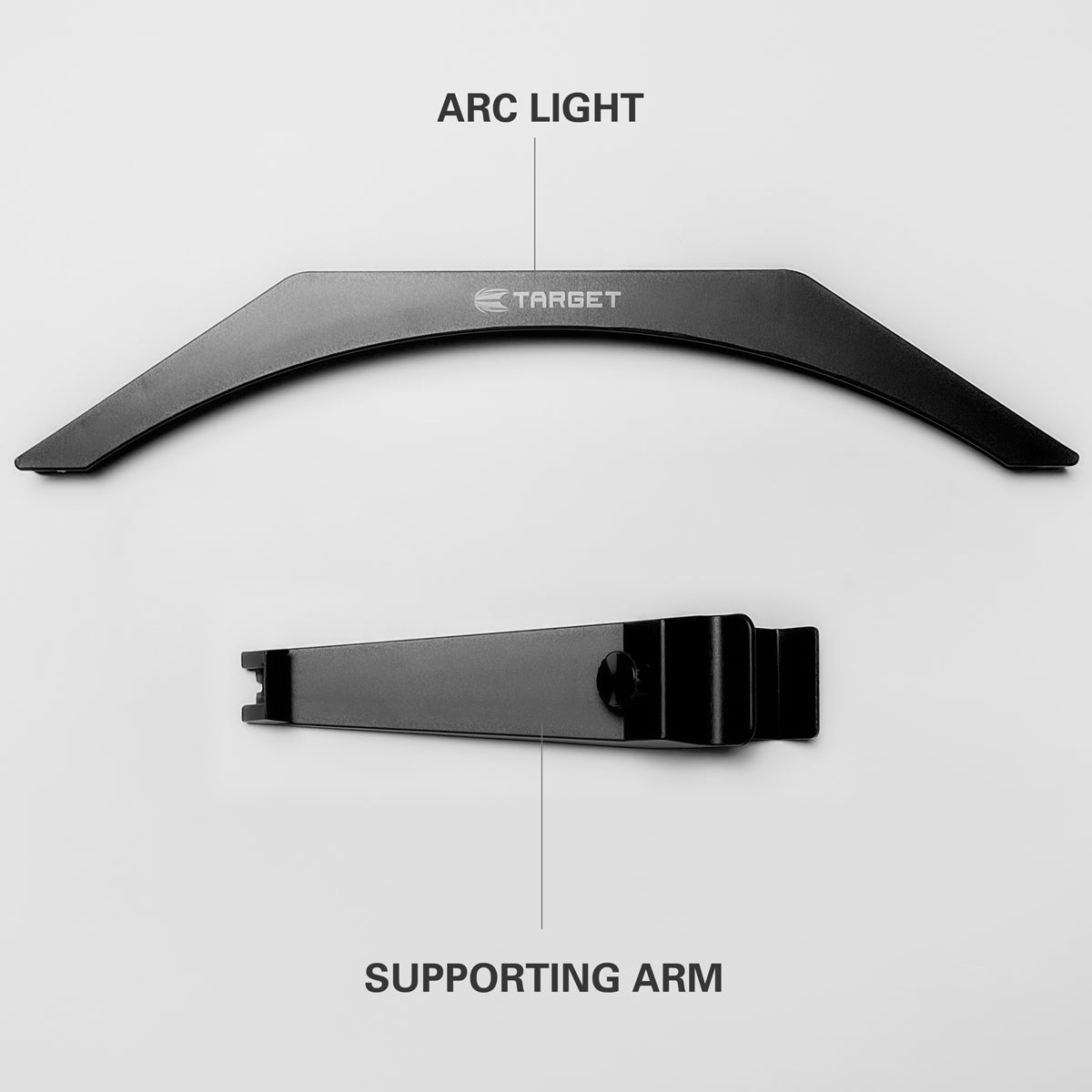 Target ARC Dartboard Light product image showing the lighting system in its separate parts