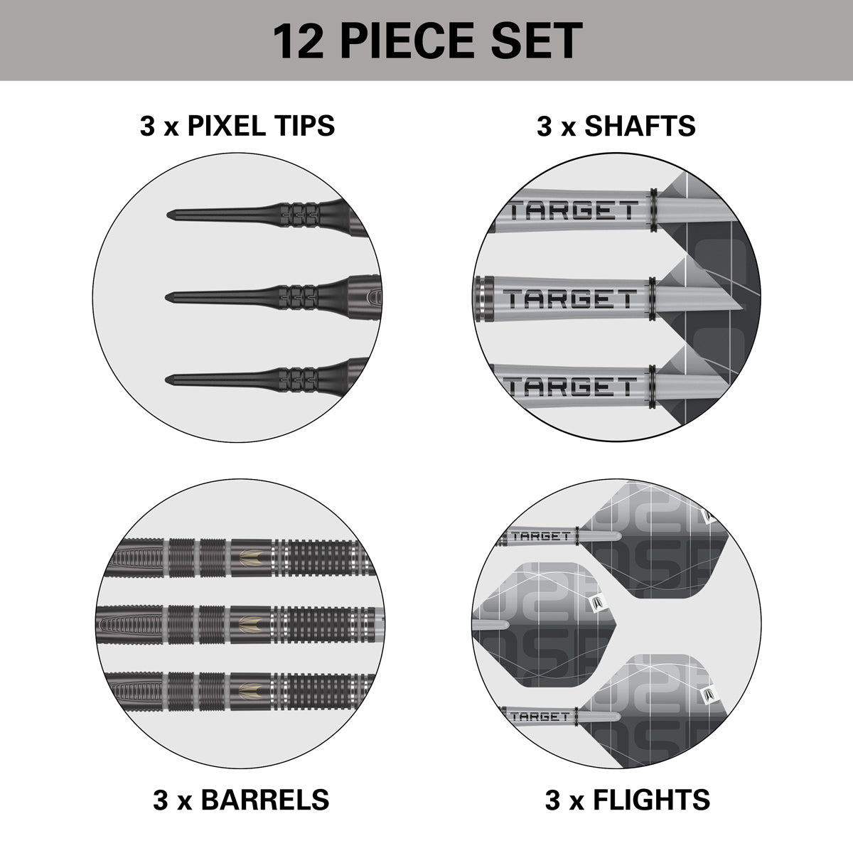 Aspinall X Echo Soft Tip Darts contents image displaying everything included inside the box