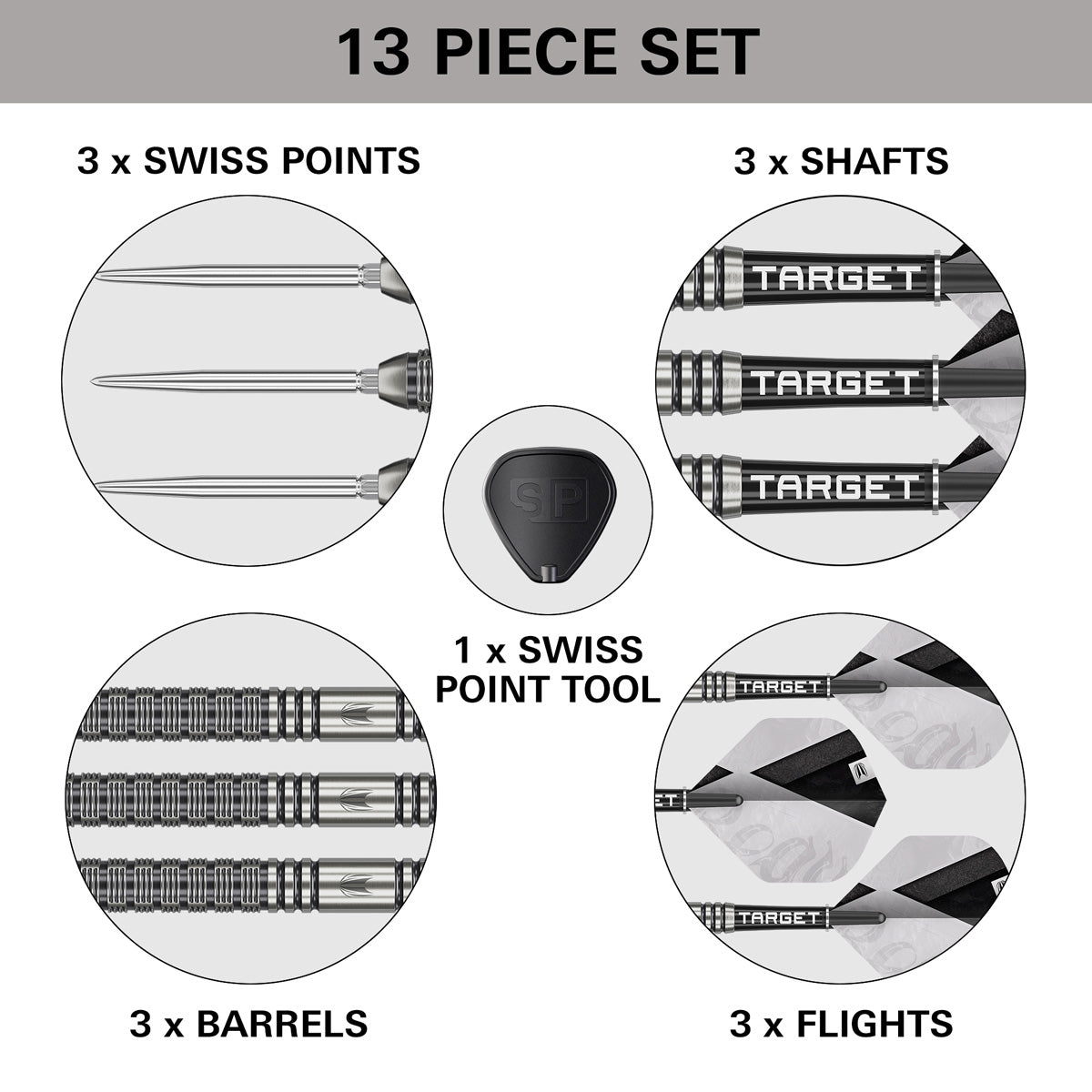 Beau Greaves G1 Steel Tip Darts contents image displaying everything included inside the box