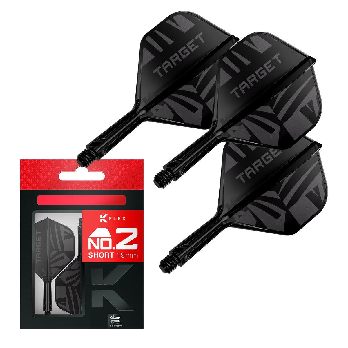Target Printed Black K-Flex Integrated Flights & Shafts No2