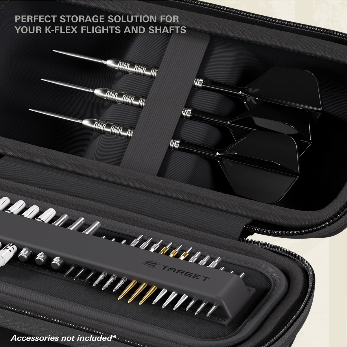 Target BOA Case Black image showing the inside of the case with storage compartments and the amount of space inside the case