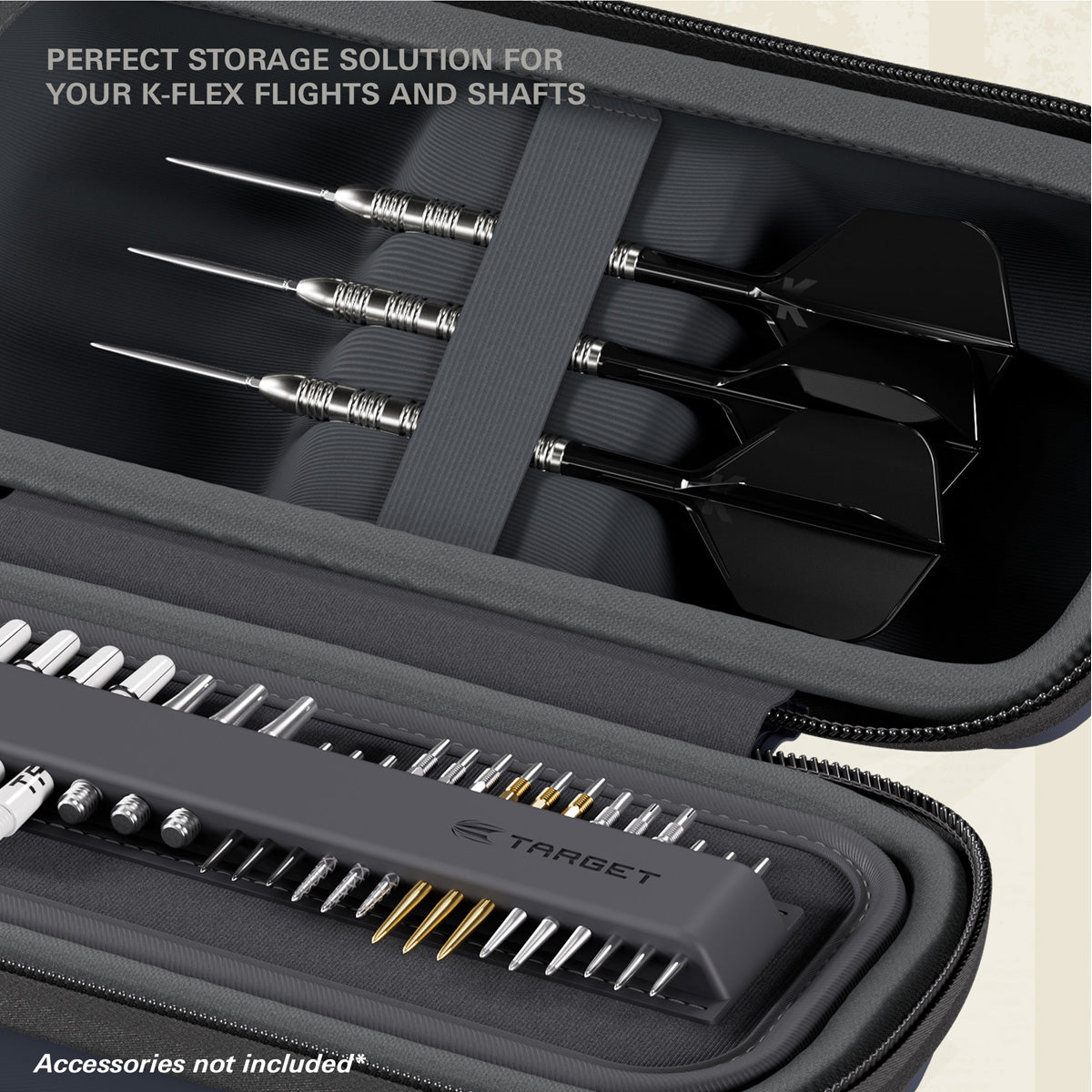 Target BOA Case Navy image showing the inside of the case with storage compartments and the amount of space inside the case
