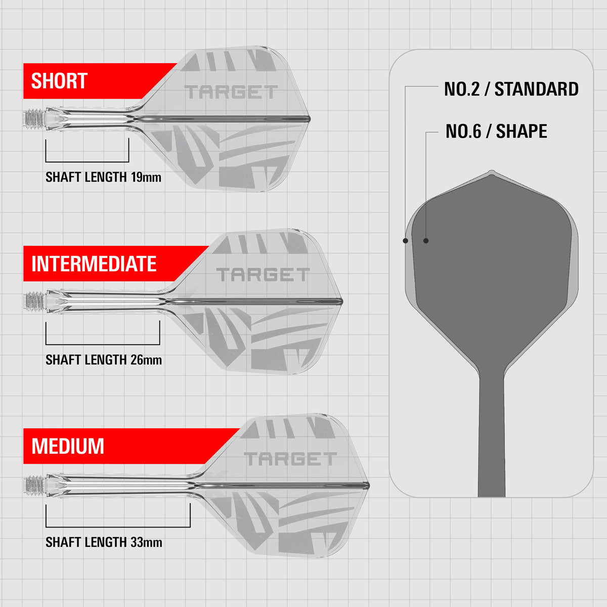 Target Printed Clear K-Flex Integrated Flights & Shafts No6