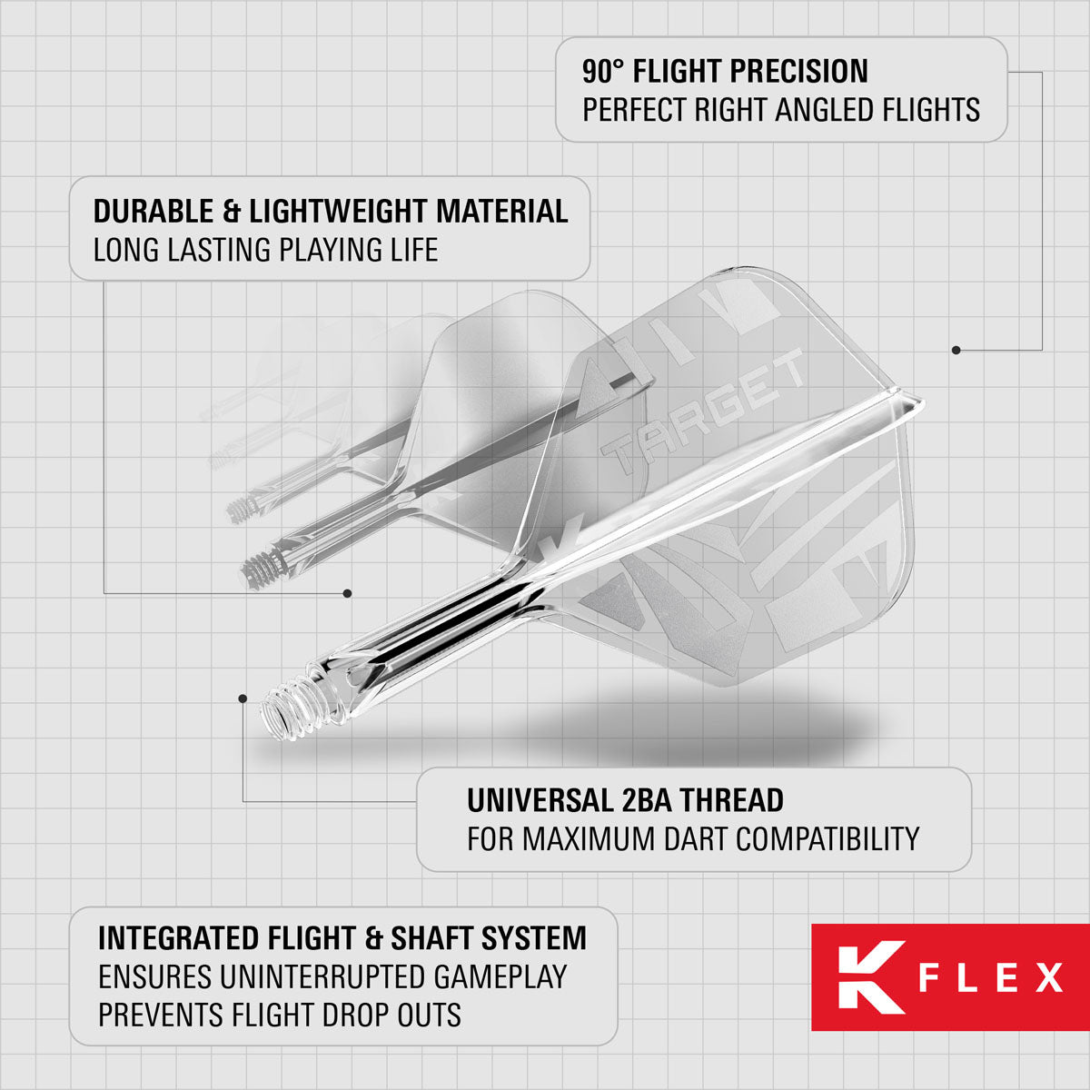Target Printed Clear K-Flex Integrated Flights & Shafts No6