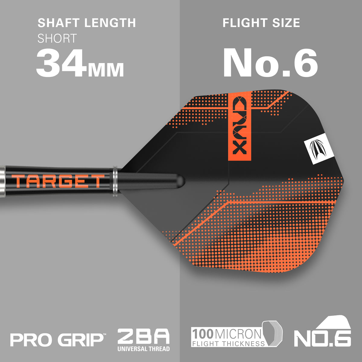 Crux 11 darts flight and shaft specifications image displaying the included setup configuration