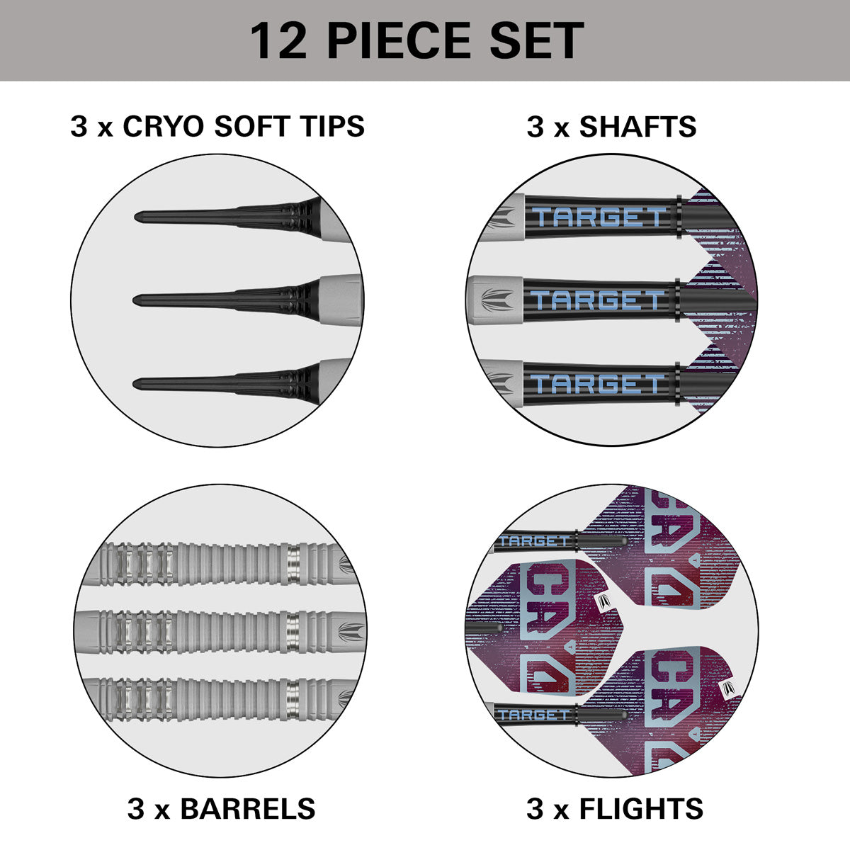 Cryo 13 Soft Tip Darts contents image displaying everything included inside the box