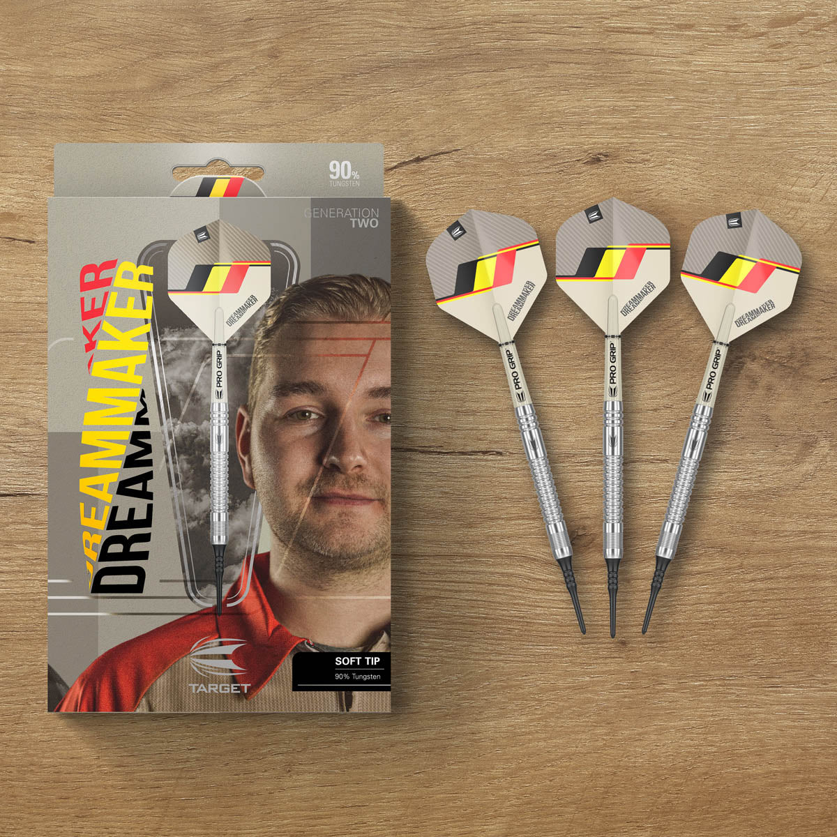 Dimitri Van den Bergh G2 darts lifestyle image featuring a premium electronic darts setup and modern playing environment