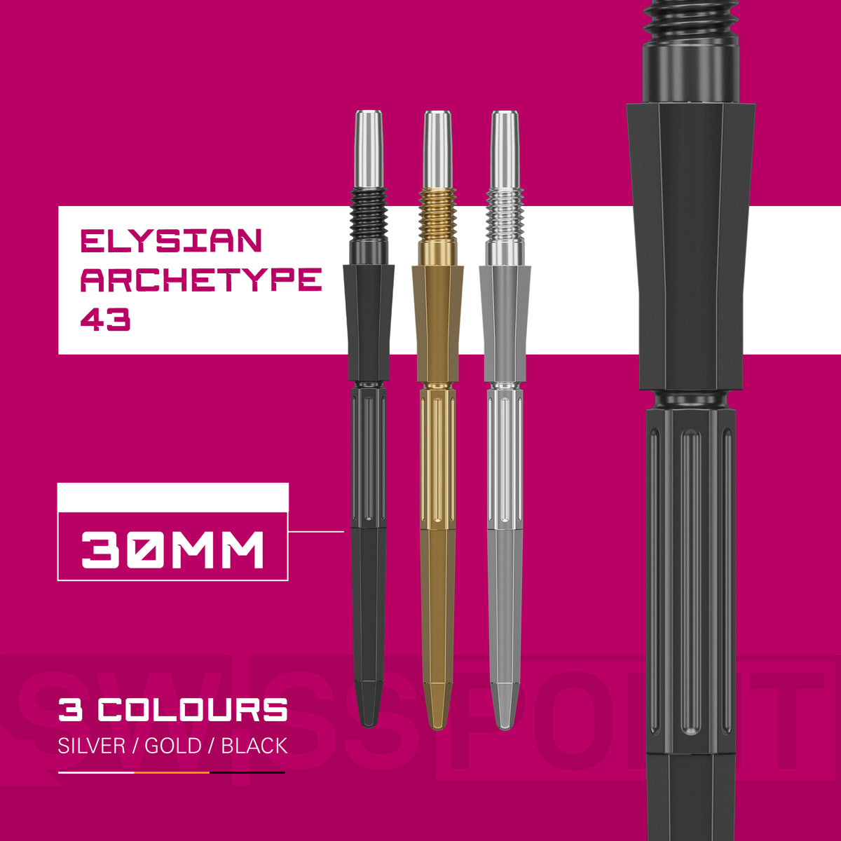 Target Elysian Archetype 43 Swiss Points Black product image showing the Swiss Point colour variants