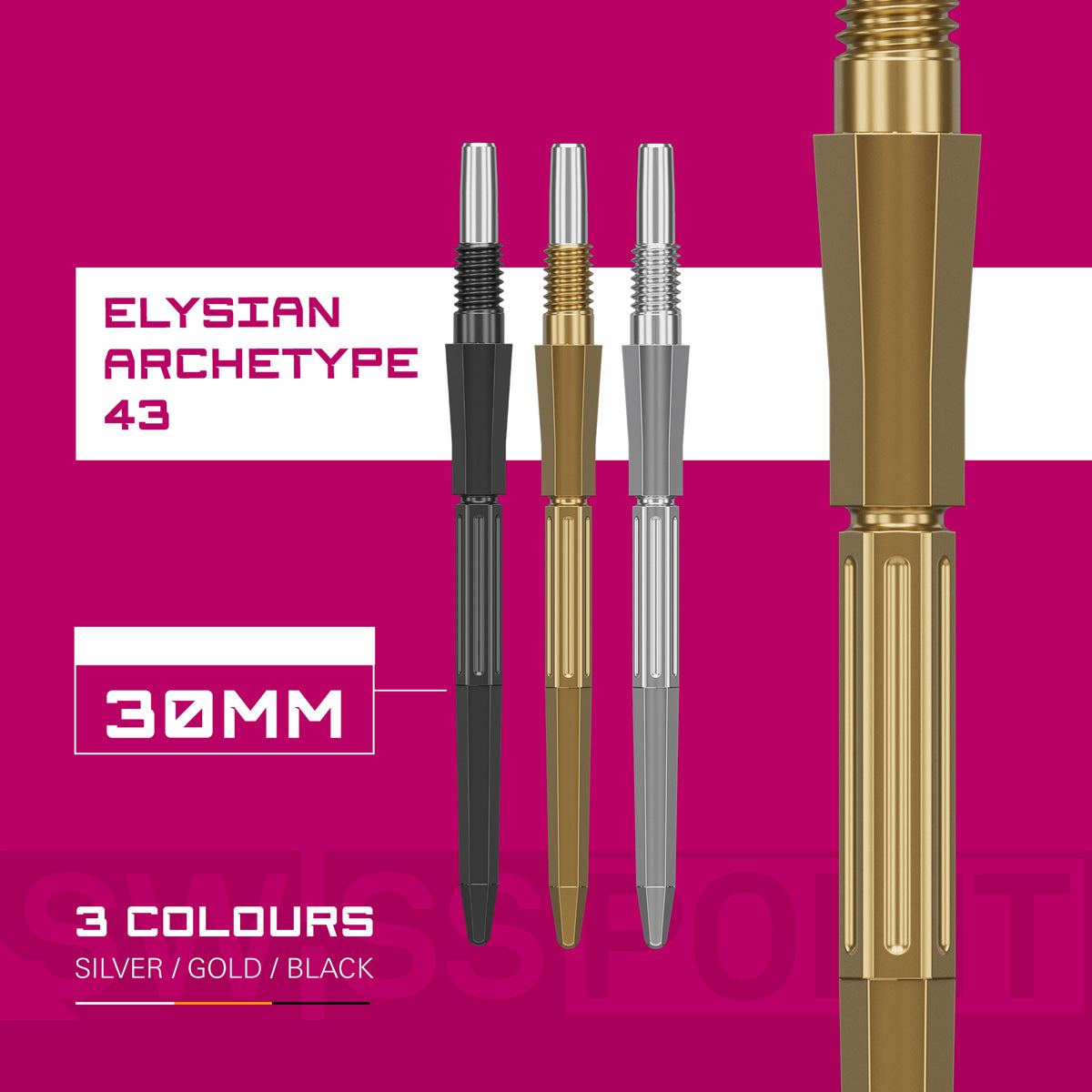 Target Elysian Archetype 43 Swiss Points Gold product image showing the Swiss Point colour variants