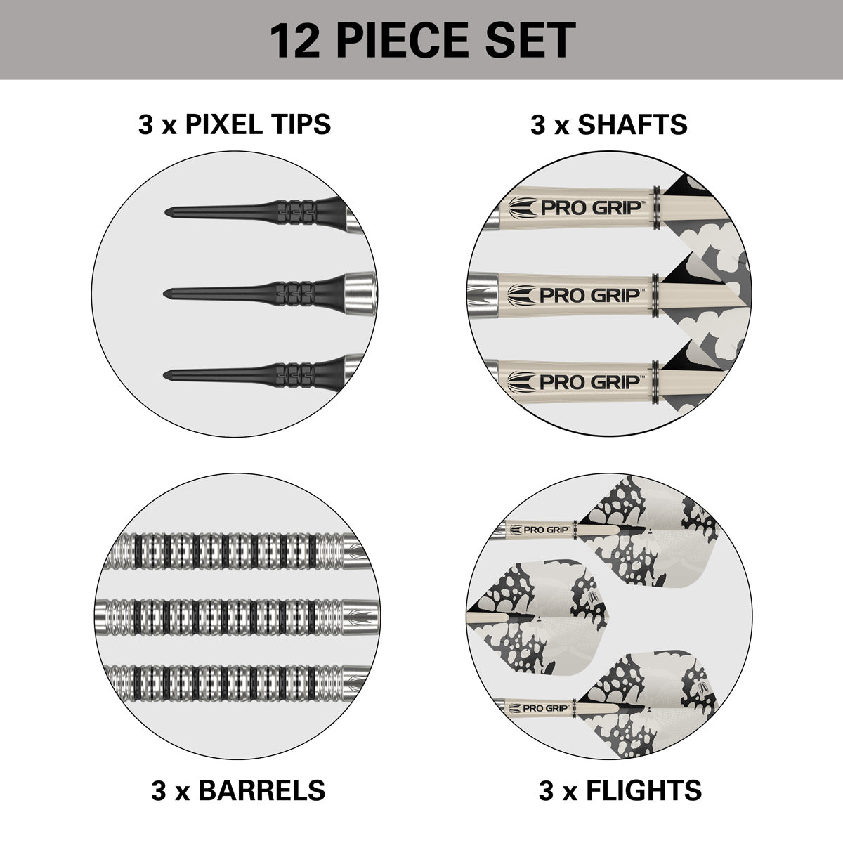 EXO 10 Soft Tip Darts contents image displaying everything included inside the box