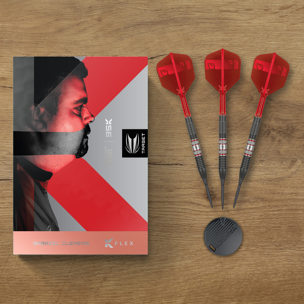 Gabriel Clemens 95K darts lifestyle image featuring a premium darts setup and modern playing environment