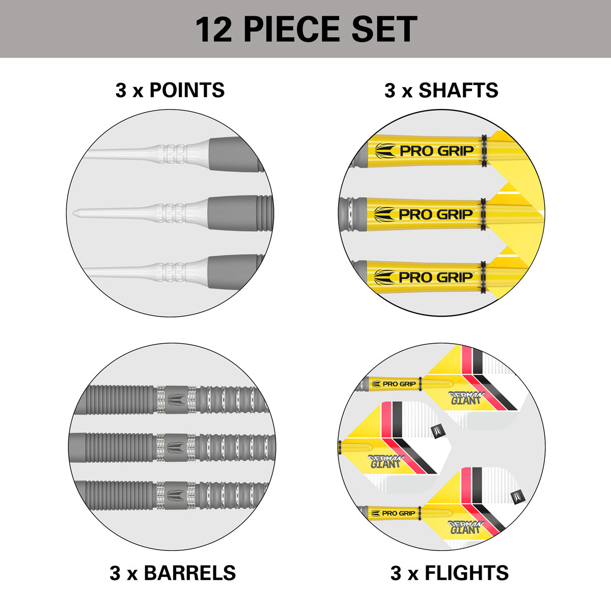 Gabriel Clemens G2 Soft Tip Darts contents image displaying everything included inside the box