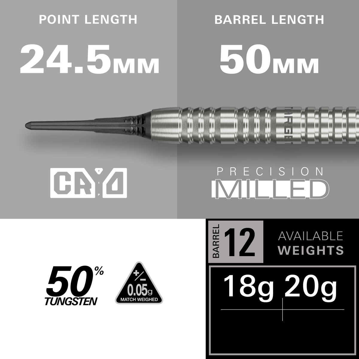 Target Group O 12 50% Tungsten Soft Tip Darts