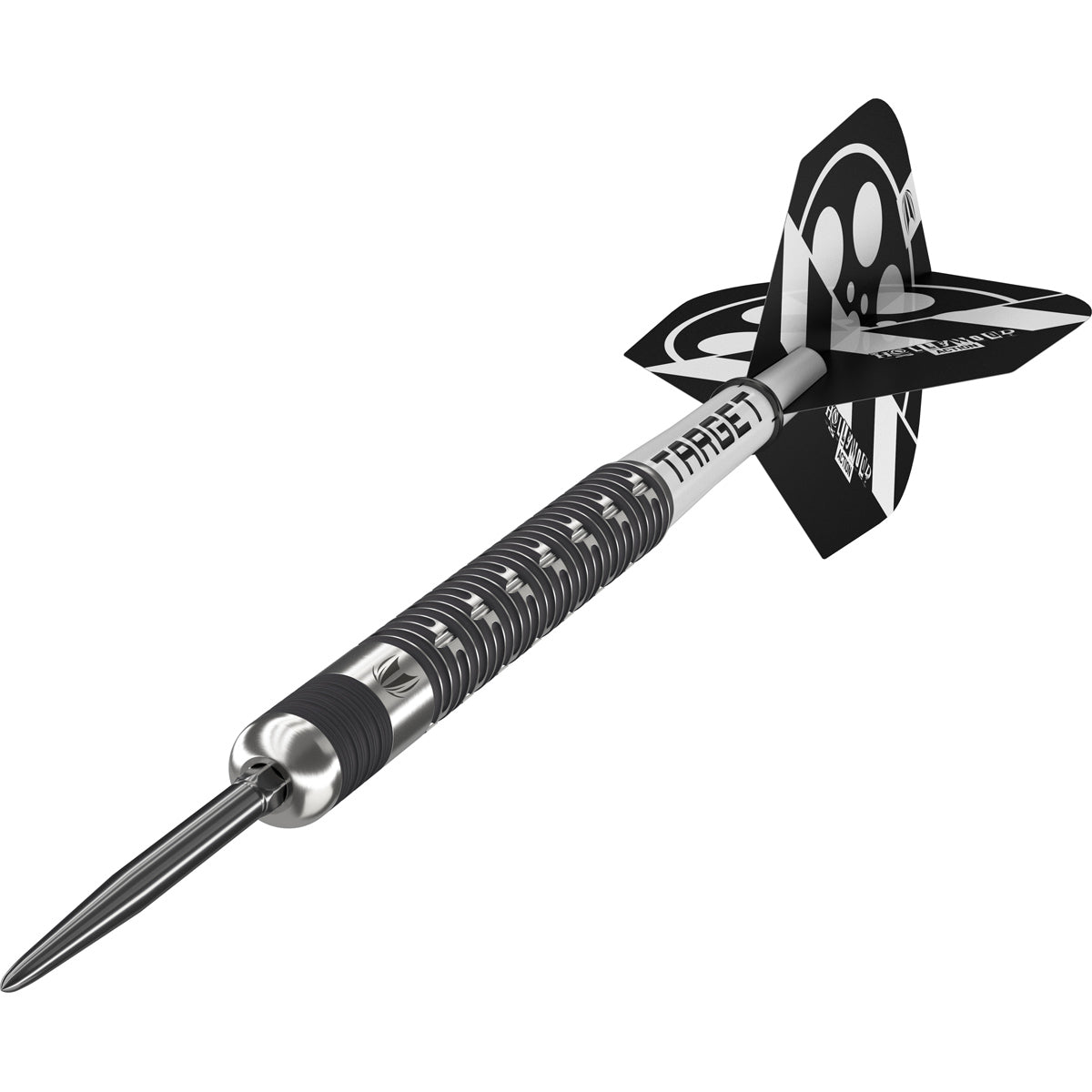 Hollywood Action Steel Tip Darts close up image highlighting the barrel grip texture and precision machining detail