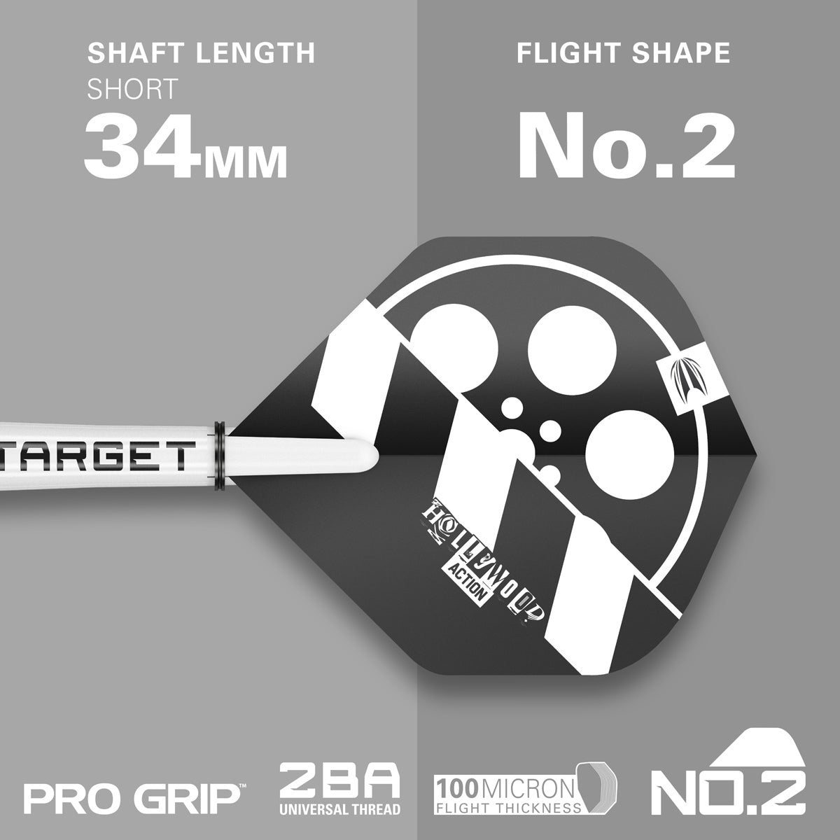 Hollywood Action darts flight and shaft specifications image displaying the included setup configuration