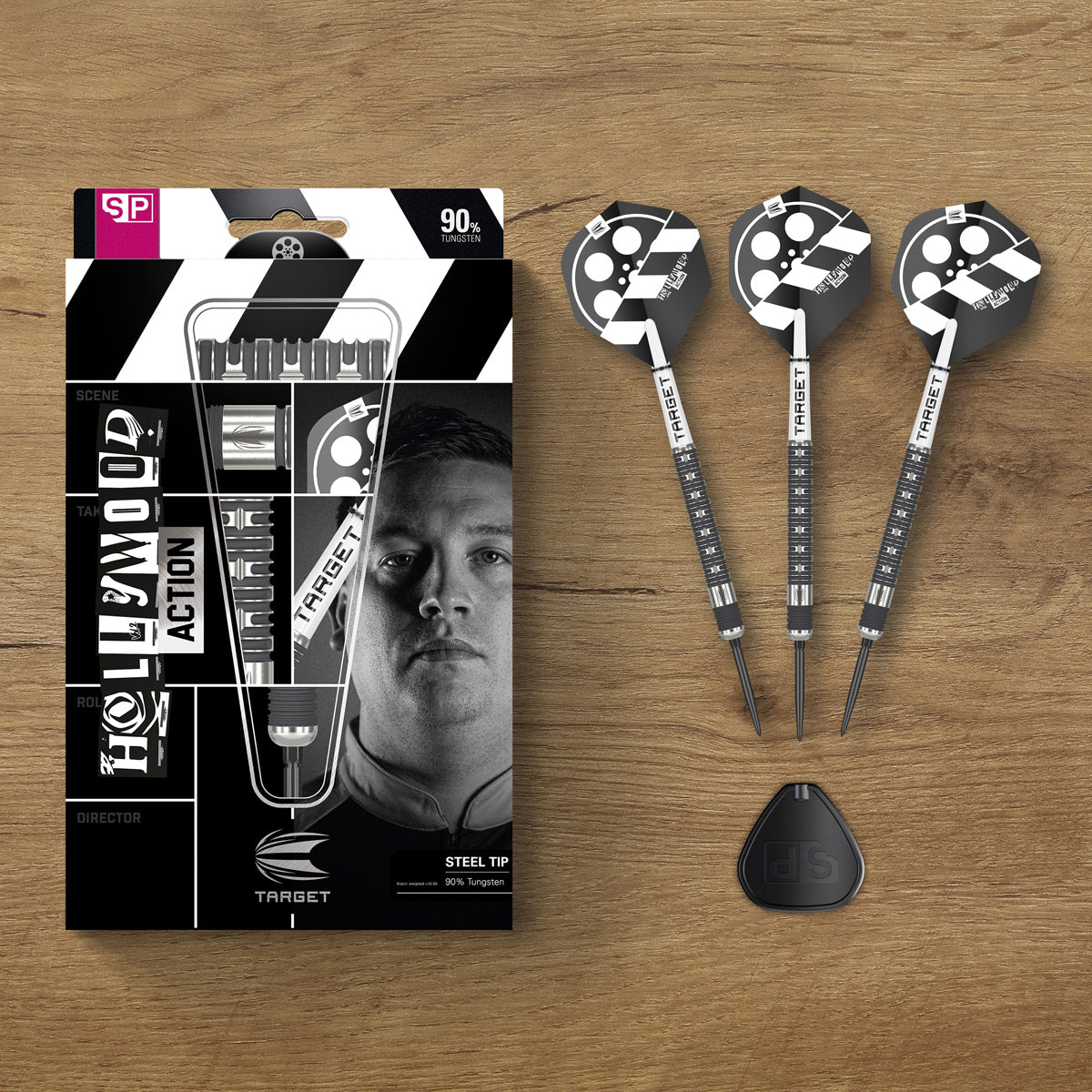 Hollywood Action darts lifestyle image featuring a premium darts setup and modern playing environment